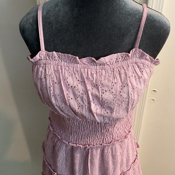 🖤 SIM & SAM Light Purple Coquette Sleeveless Eyelet Dress Spaghetti - Picture 4 of 4